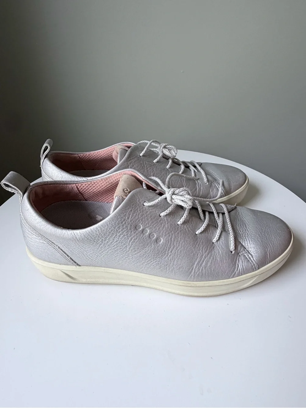 ECCO Golf Tray HYDROMAX Spikeless Golf Shoes Silver Leather Extra Width size 8